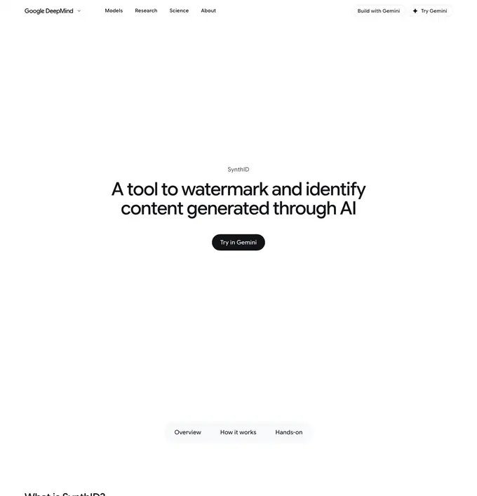 The Google SynthID page as it appeared on 16 September 2026.